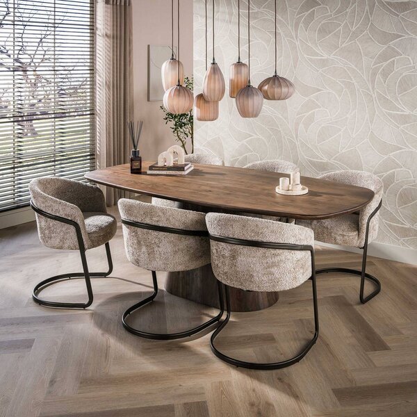 ZIJLSTRA Lampa wisząca szklana Altura, możliwość ściemniania, kremowy / amber, salon / jadalnia, szkło, skandynawski