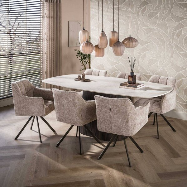ZIJLSTRA Lampa wisząca szklana Altura, możliwość ściemniania, kremowy / amber, salon / jadalnia, szkło, skandynawski