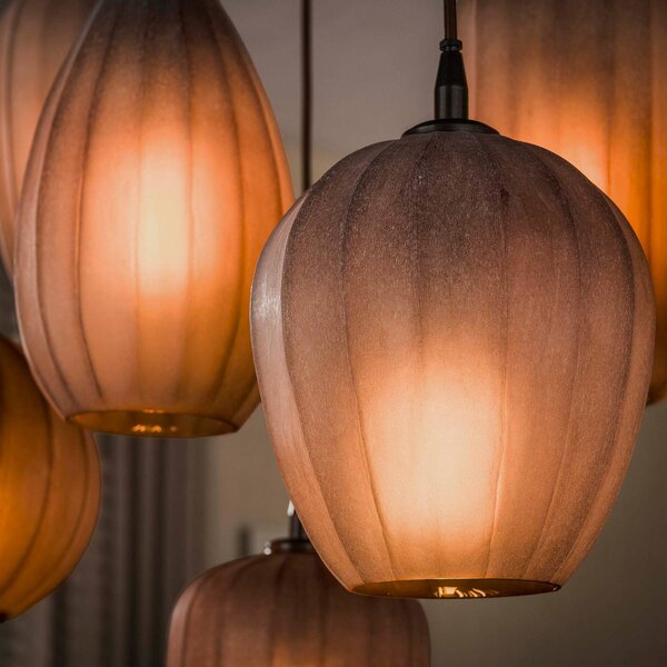 ZIJLSTRA Lampa wisząca szklana Altura, możliwość ściemniania, kremowy / amber, salon / jadalnia, szkło, skandynawski