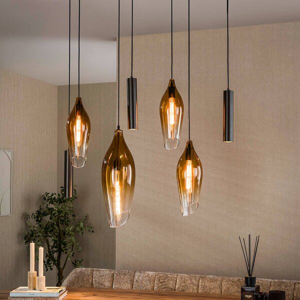 ZIJLSTRA Lampa wisząca szklana Cocoon, możliwość ściemniania, kremowy / amber, salon / jadalnia, szkło, skandynawski