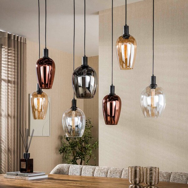 ZIJLSTRA Lampa wisząca szklana Amfora, możliwość ściemniania, multikolor, salon / jadalnia, szkło, skandynawski