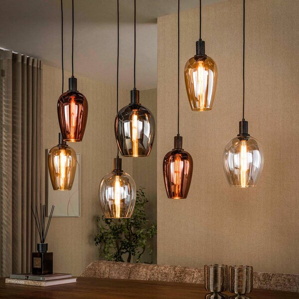 ZIJLSTRA Lampa wisząca szklana Amfora, możliwość ściemniania, multikolor, salon / jadalnia, szkło, skandynawski