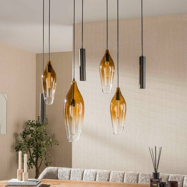 ZIJLSTRA Lampa wisząca szklana Cocoon, możliwość ściemniania, kremowy / amber, salon / jadalnia, szkło, skandynawski
