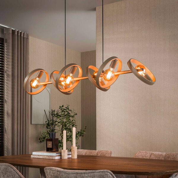 ZIJLSTRA Lampa wisząca Hover, możliwość ściemniania, kremowy / amber, salon / jadalnia, metal, skandynawski