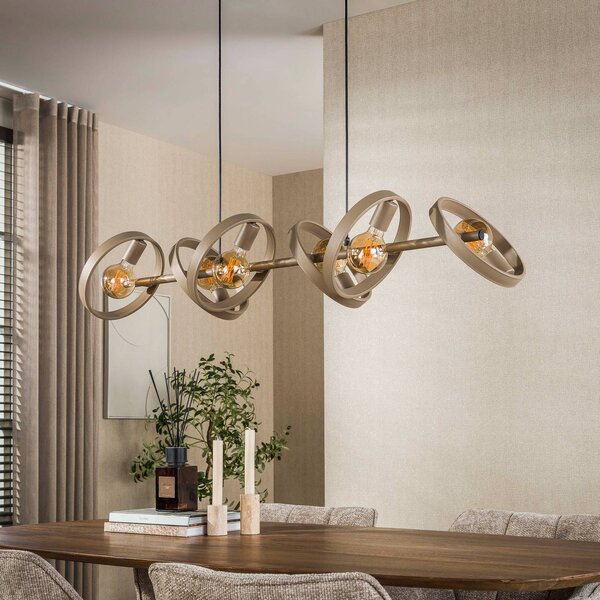 ZIJLSTRA Lampa wisząca Hover, możliwość ściemniania, kremowy / amber, salon / jadalnia, metal, skandynawski