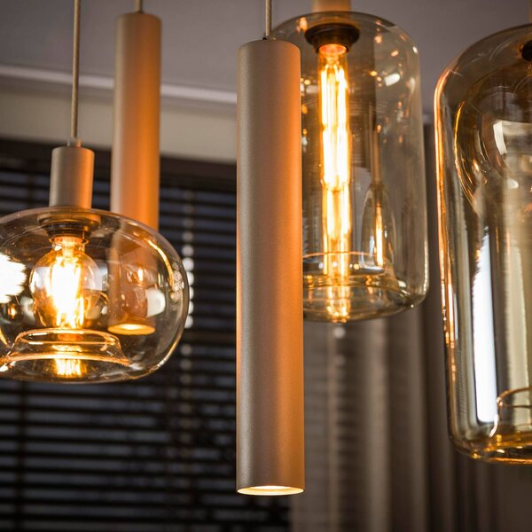 ZIJLSTRA Lampa wisząca szklana Serene, możliwość ściemniania, kremowy / amber, salon / jadalnia, szkło, skandynawski