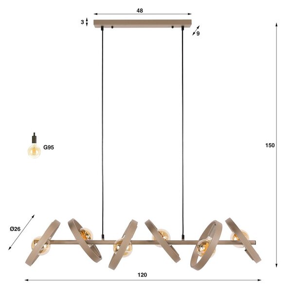 ZIJLSTRA Lampa wisząca Hover, możliwość ściemniania, kremowy / amber, salon / jadalnia, metal, skandynawski