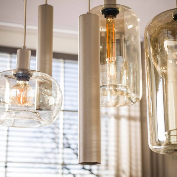 ZIJLSTRA Lampa wisząca szklana Serene, możliwość ściemniania, kremowy / amber, salon / jadalnia, szkło, skandynawski