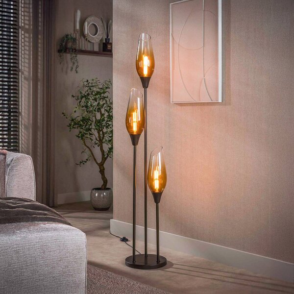 ZIJLSTRA Lampa stojąca Cocoon, kremowy / amber, salon / jadalnia, szkło, skandynawski