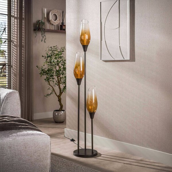 ZIJLSTRA Lampa stojąca Cocoon, kremowy / amber, salon / jadalnia, szkło, skandynawski