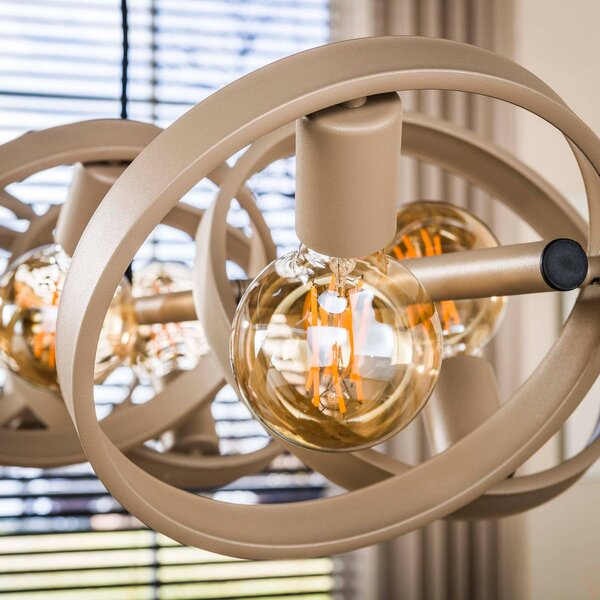 ZIJLSTRA Lampa wisząca Hover, możliwość ściemniania, kremowy / amber, salon / jadalnia, metal, skandynawski