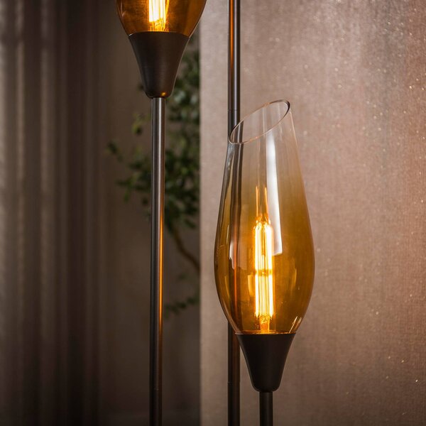 ZIJLSTRA Lampa stojąca Cocoon, kremowy / amber, salon / jadalnia, szkło, skandynawski
