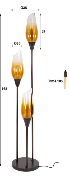 ZIJLSTRA Lampa stojąca Cocoon, kremowy / amber, salon / jadalnia, szkło, skandynawski