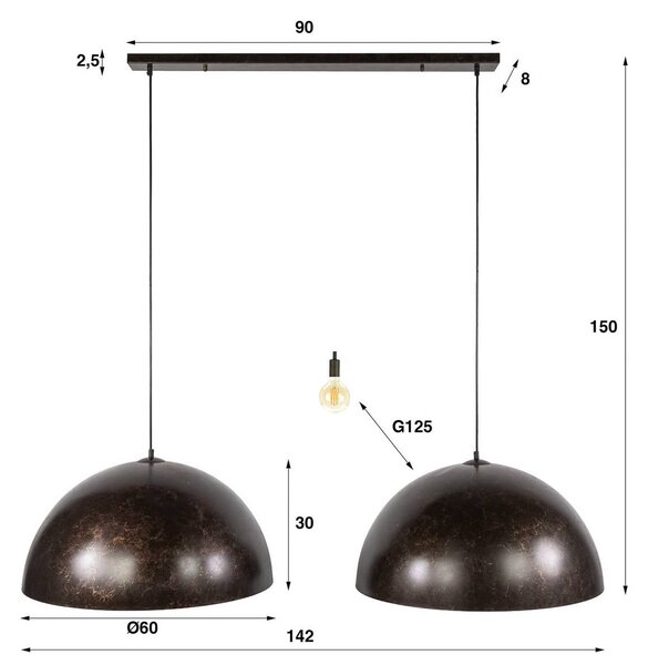 ZIJLSTRA Lampa wisząca Dome, możliwość ściemniania, brązowy / rdzawy, salon / jadalnia, metal, skandynawski