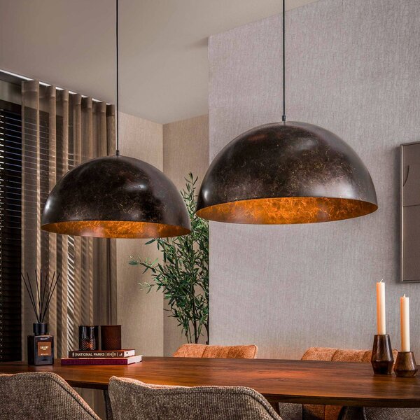 ZIJLSTRA Lampa wisząca Dome, możliwość ściemniania, brązowy / rdzawy, salon / jadalnia, metal, skandynawski