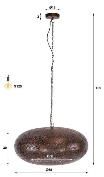 ZIJLSTRA Lampa wisząca Cielo, możliwość ściemniania, miedziany, salon / jadalnia, metal, antyczny
