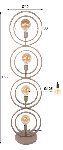 ZIJLSTRA Lampa stojąca Turn Around, kremowy / amber, salon / jadalnia, metal, skandynawski