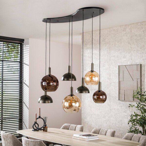ZIJLSTRA Lampa wisząca szklana Cluster, możliwość ściemniania, brązowy / rdzawy, salon / jadalnia, szkło, skandynawski