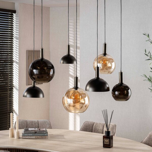ZIJLSTRA Lampa wisząca szklana Cluster, możliwość ściemniania, brązowy / rdzawy, salon / jadalnia, szkło, skandynawski