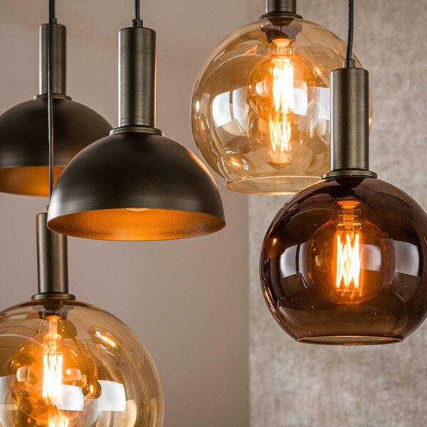 ZIJLSTRA Lampa wisząca szklana Cluster, możliwość ściemniania, brązowy / rdzawy, salon / jadalnia, szkło, skandynawski