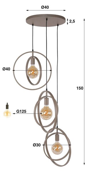 ZIJLSTRA Lampa wisząca Turn Around, możliwość ściemniania, kremowy / amber, salon / jadalnia, metal, skandynawski