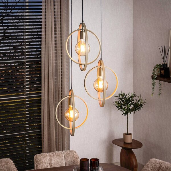 ZIJLSTRA Lampa wisząca Turn Around, możliwość ściemniania, kremowy / amber, salon / jadalnia, metal, skandynawski