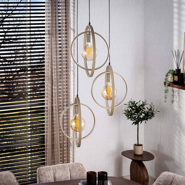 ZIJLSTRA Lampa wisząca Turn Around, możliwość ściemniania, kremowy / amber, salon / jadalnia, metal, skandynawski