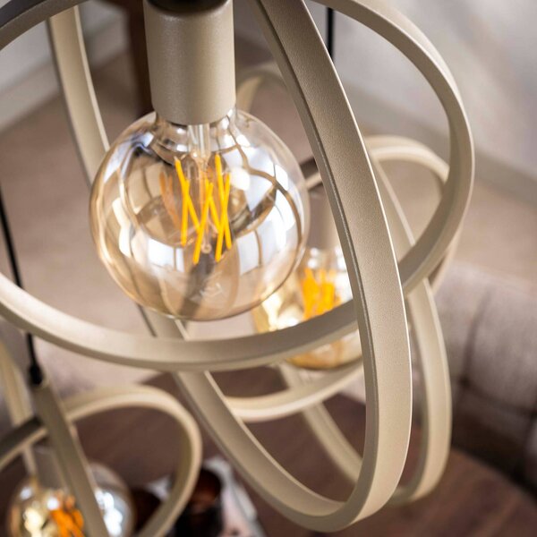 ZIJLSTRA Lampa wisząca Turn Around, możliwość ściemniania, kremowy / amber, salon / jadalnia, metal, skandynawski