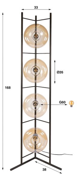 ZIJLSTRA Lampa stojąca Soll, kremowy / amber, salon / jadalnia, szkło, nowoczesny