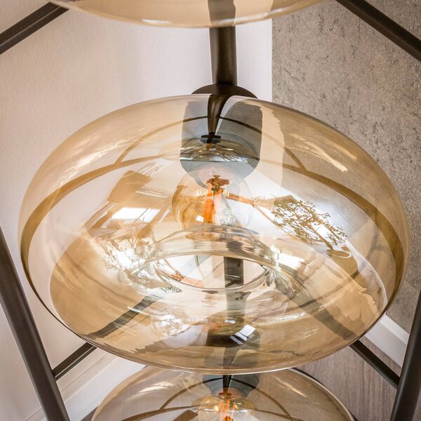 ZIJLSTRA Lampa stojąca Soll, kremowy / amber, salon / jadalnia, szkło, nowoczesny