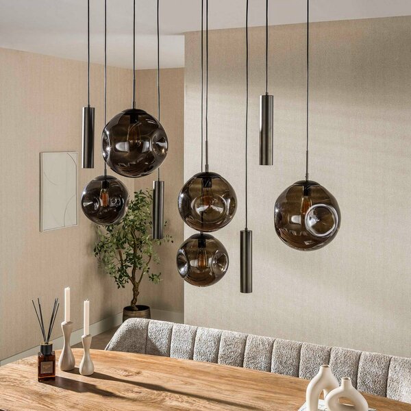 ZIJLSTRA Lampa wisząca szklana Stellar, możliwość ściemniania, brązowy / rdzawy, salon / jadalnia, szkło, skandynawski