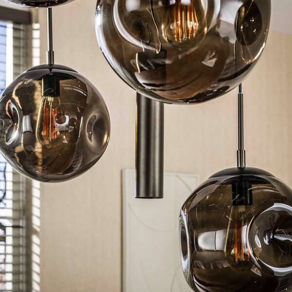 ZIJLSTRA Lampa wisząca szklana Stellar, możliwość ściemniania, brązowy / rdzawy, salon / jadalnia, szkło, skandynawski