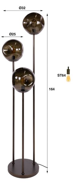 ZIJLSTRA Lampa stojąca Stellar, brązowy / rdzawy, salon / jadalnia, szkło, skandynawski