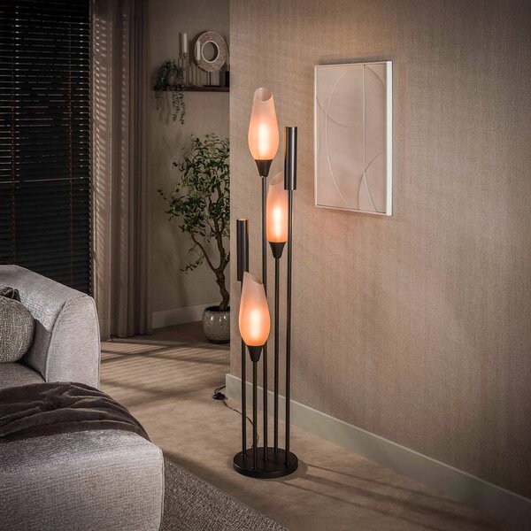 ZIJLSTRA Lampa stojąca Cocoon, kremowy / amber, salon / jadalnia, szkło, skandynawski