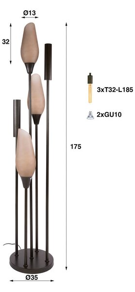 ZIJLSTRA Lampa stojąca Cocoon, kremowy / amber, salon / jadalnia, szkło, skandynawski