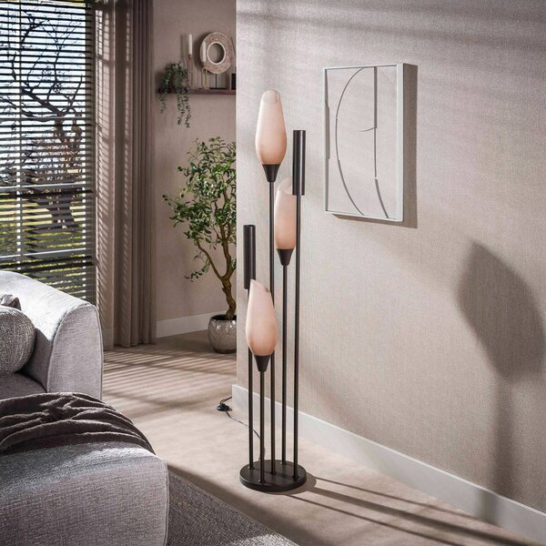 ZIJLSTRA Lampa stojąca Cocoon, kremowy / amber, salon / jadalnia, szkło, skandynawski