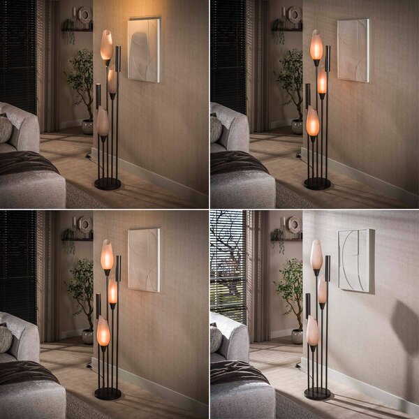 ZIJLSTRA Lampa stojąca Cocoon, kremowy / amber, salon / jadalnia, szkło, skandynawski