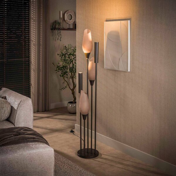 ZIJLSTRA Lampa stojąca Cocoon, kremowy / amber, salon / jadalnia, szkło, skandynawski