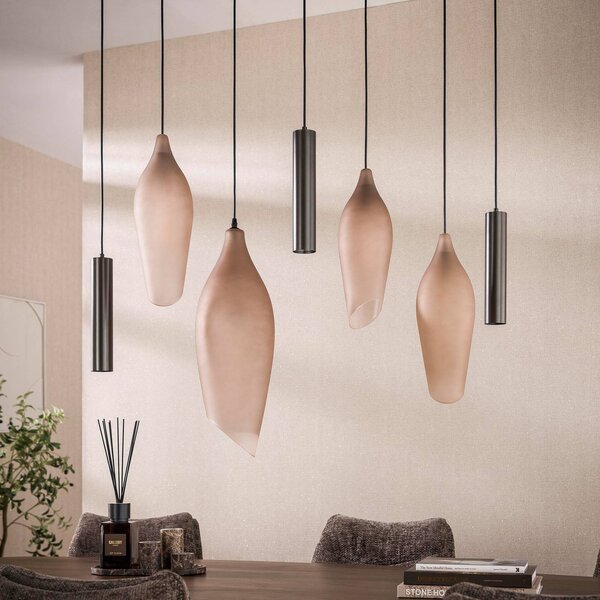 ZIJLSTRA Lampa wisząca szklana Cocoon, możliwość ściemniania, kremowy / amber, salon / jadalnia, szkło, skandynawski