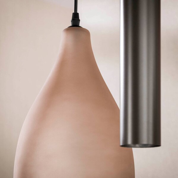 ZIJLSTRA Lampa wisząca szklana Cocoon, możliwość ściemniania, kremowy / amber, salon / jadalnia, szkło, skandynawski
