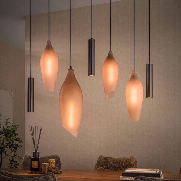 ZIJLSTRA Lampa wisząca szklana Cocoon, możliwość ściemniania, kremowy / amber, salon / jadalnia, szkło, skandynawski