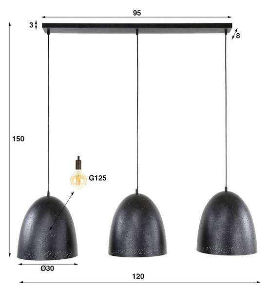 ZIJLSTRA Lampa wisząca Kosmos, możliwość ściemniania, czarny, salon / jadalnia, metal, dworkowy / rustykalny