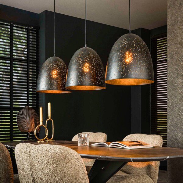 ZIJLSTRA Lampa wisząca Kosmos, możliwość ściemniania, czarny, salon / jadalnia, metal, dworkowy / rustykalny