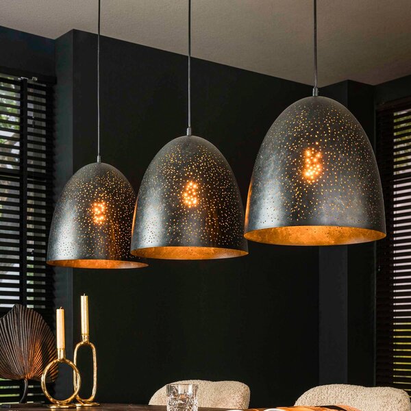 ZIJLSTRA Lampa wisząca Kosmos, możliwość ściemniania, czarny, salon / jadalnia, metal, dworkowy / rustykalny