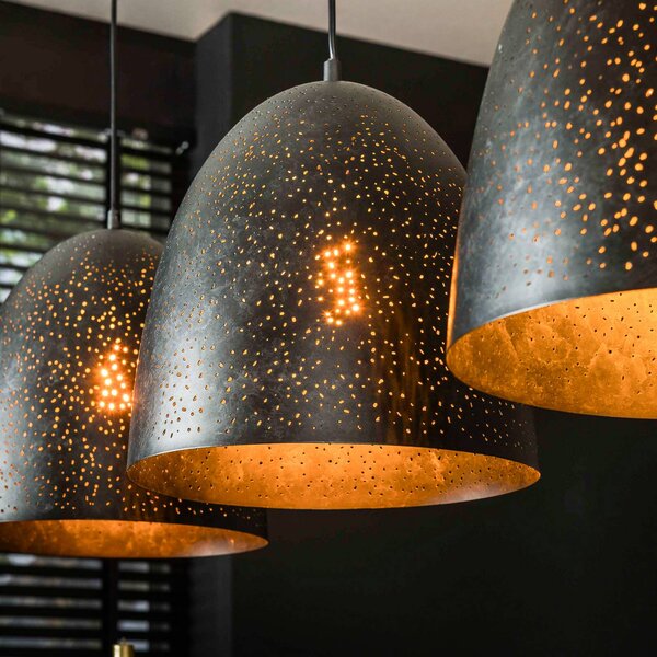 ZIJLSTRA Lampa wisząca Kosmos, możliwość ściemniania, czarny, salon / jadalnia, metal, dworkowy / rustykalny