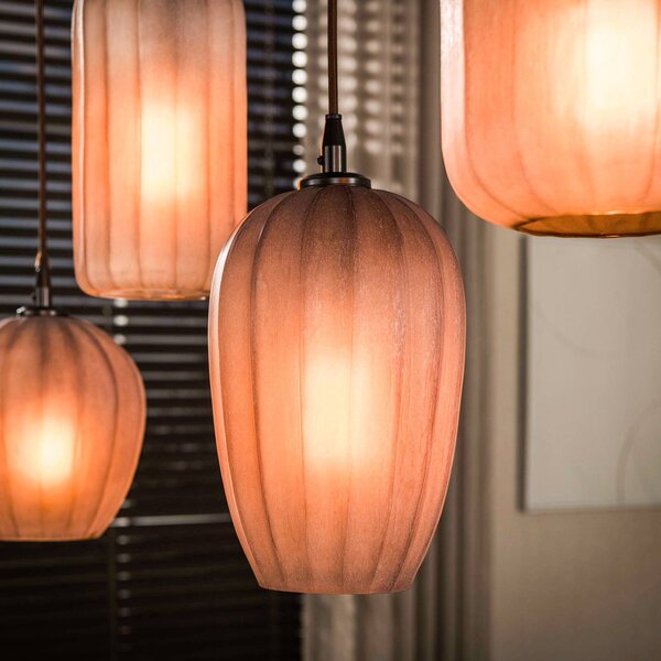 ZIJLSTRA Lampa wisząca szklana Altura, możliwość ściemniania, kremowy / amber, salon / jadalnia, szkło, skandynawski