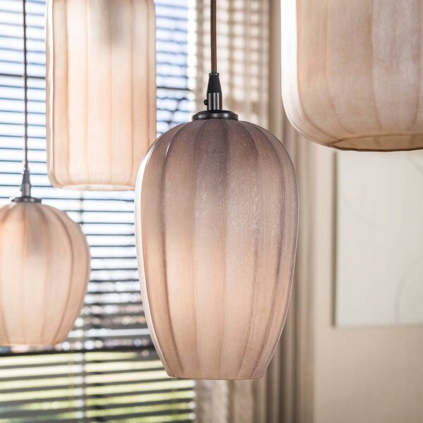 ZIJLSTRA Lampa wisząca szklana Altura, możliwość ściemniania, kremowy / amber, salon / jadalnia, szkło, skandynawski