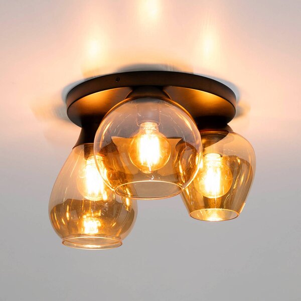 ZIJLSTRA Lampa sufitowa Mix, możliwość ściemniania, kremowy / amber, salon / jadalnia, szkło, skandynawski
