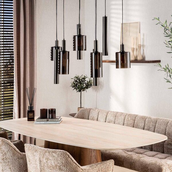 ZIJLSTRA Lampa wisząca szklana Sepiora, możliwość ściemniania, brązowy / rdzawy, salon / jadalnia, szkło, skandynawski