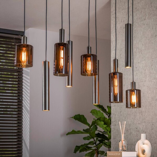 ZIJLSTRA Lampa wisząca szklana Sepiora, możliwość ściemniania, brązowy / rdzawy, salon / jadalnia, szkło, skandynawski